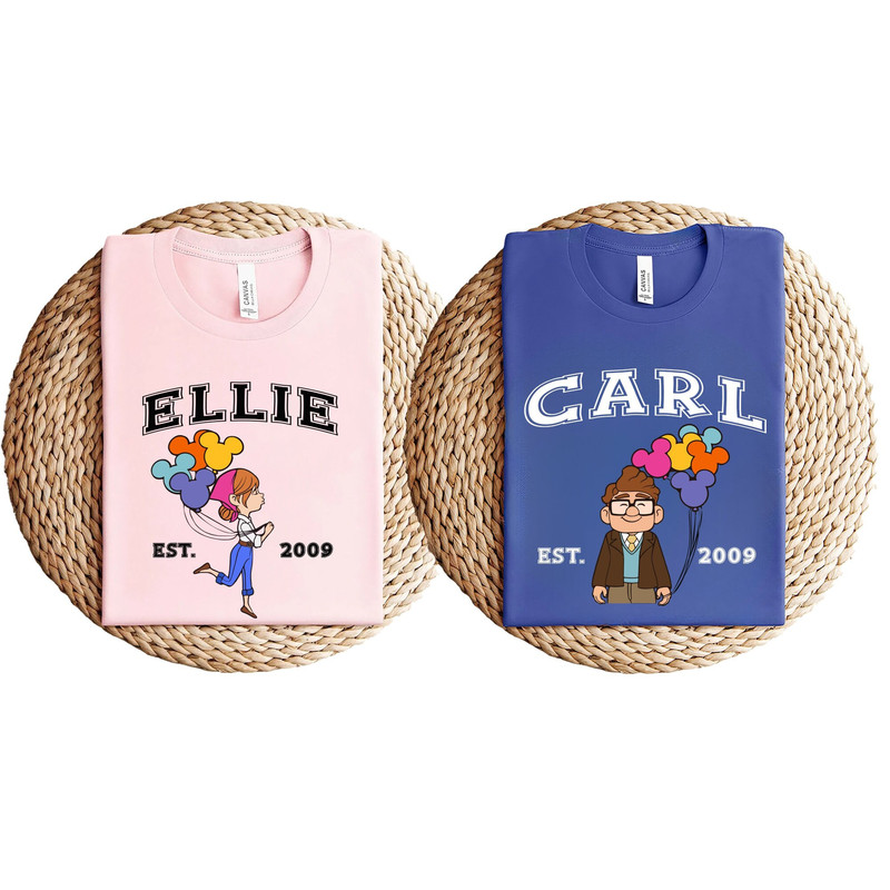 Carl Ellie Shirts, Carl And Ellie EST. Shirts, Up Couple Tshirt, Disney Couple Gift Shirt, Disney Honeymoon Tee, His and Hers, Mr and Mrs.jpg