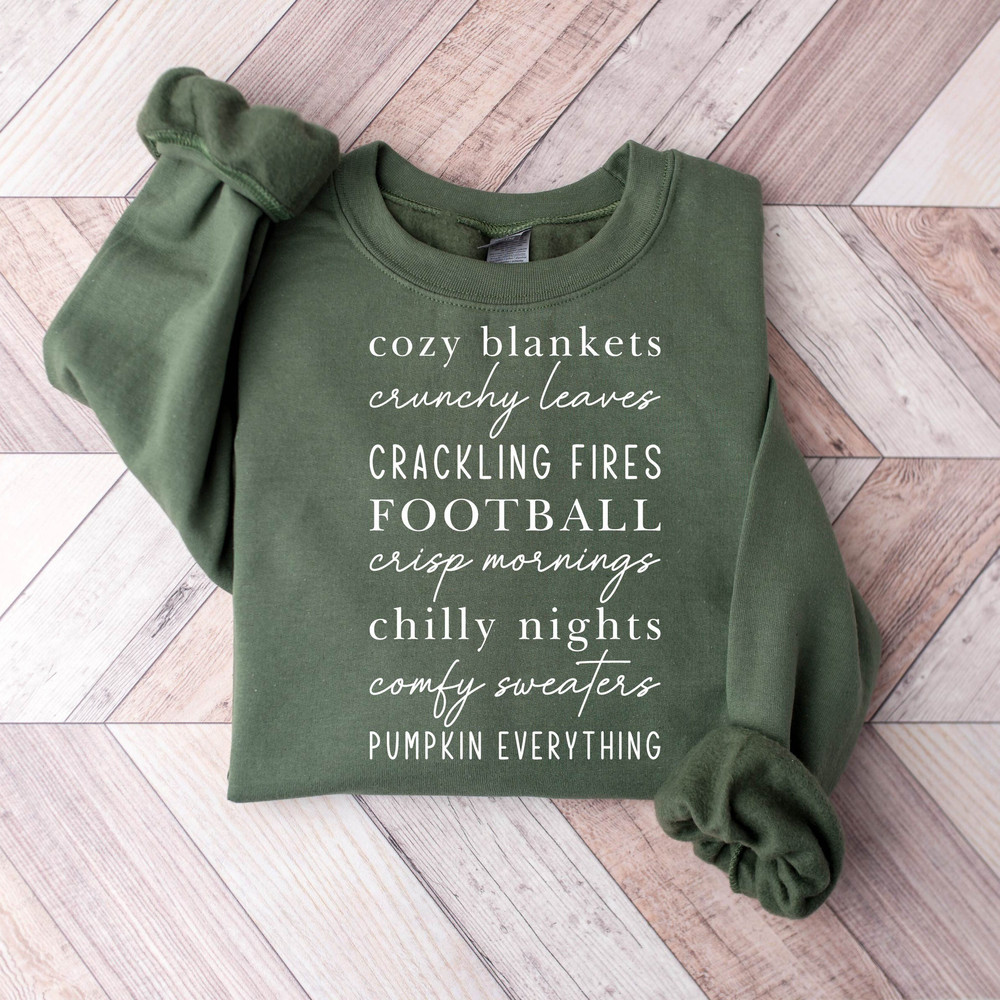 Cozy Blankets Crunchy Leaves Sweatshirt, Fall Lists Shirt, Cozy Fall Sweatshirt, Womens Halloween Sweater, Thanksgiving Gifts, Autumn Shirt.jpg