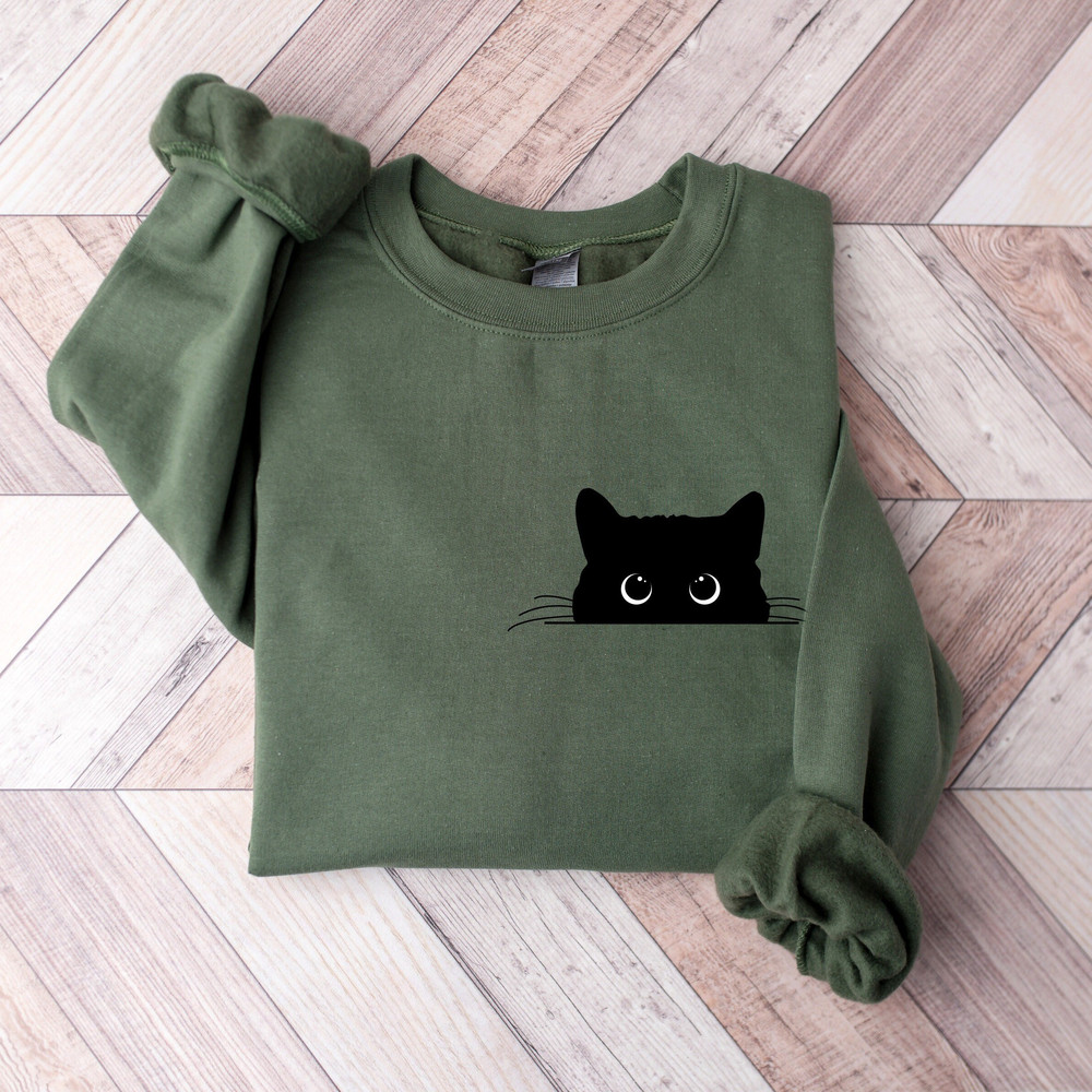 Cute Black Cat Halloween Sweatshirt, Womens Halloween Shirt, Halloween Party Shirt, Fall Sweatshirt, Halloween Gift, Halloween Costume.jpg