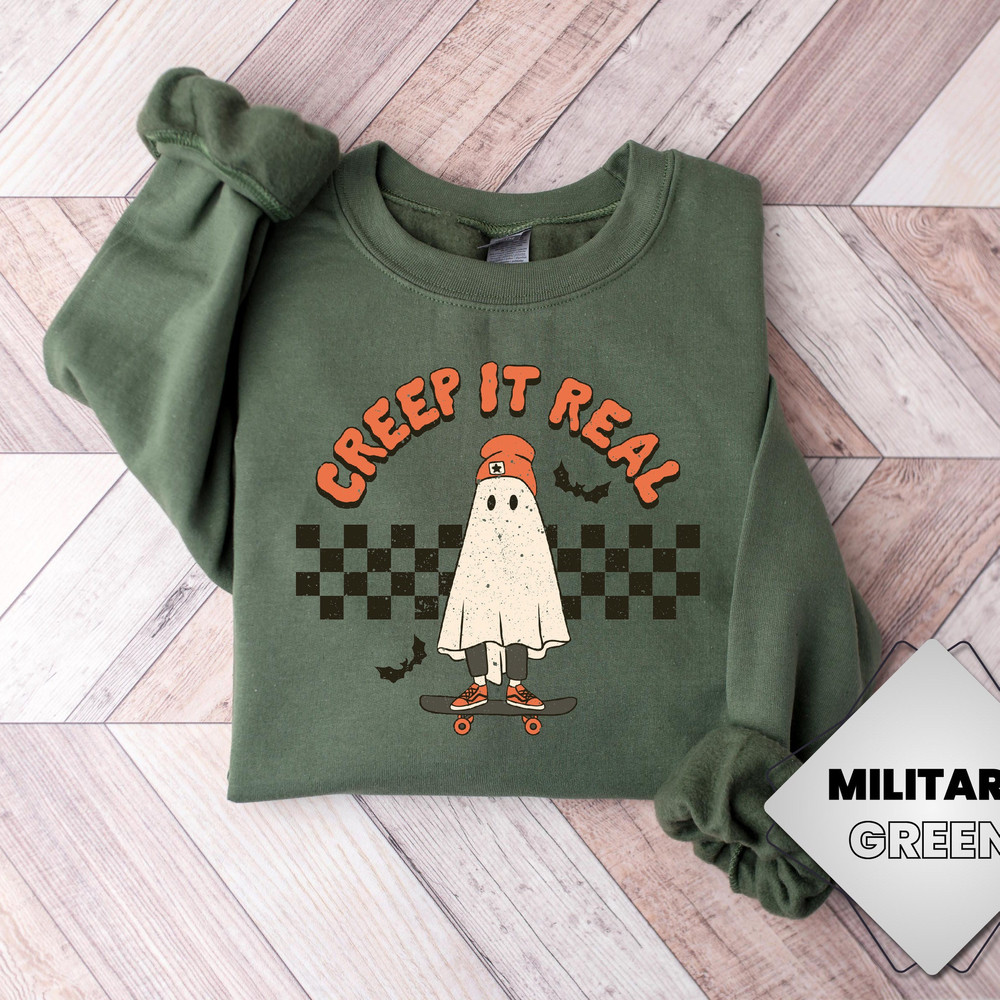 Cute Ghost Halloween Shirt, Creep It Real Halloween Sweatshirt, Women Halloween Shirt, Spooky Season, Fall Shirt, Retro Halloween Shirt.jpg