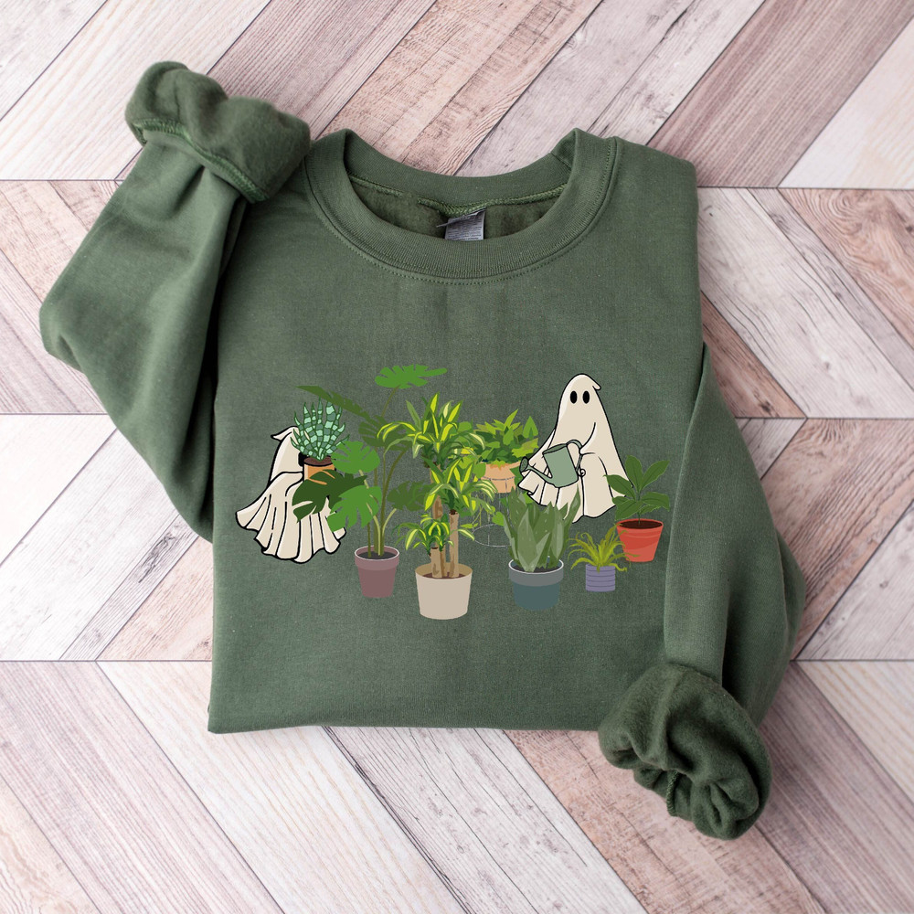 Cute Ghost Sweatshirt, Plant Lady Sweatshirt, Halloween Mom Sweater, Ghost Sweater, Plant Lover Gift, Funny Halloween, Fall Sweater.jpg
