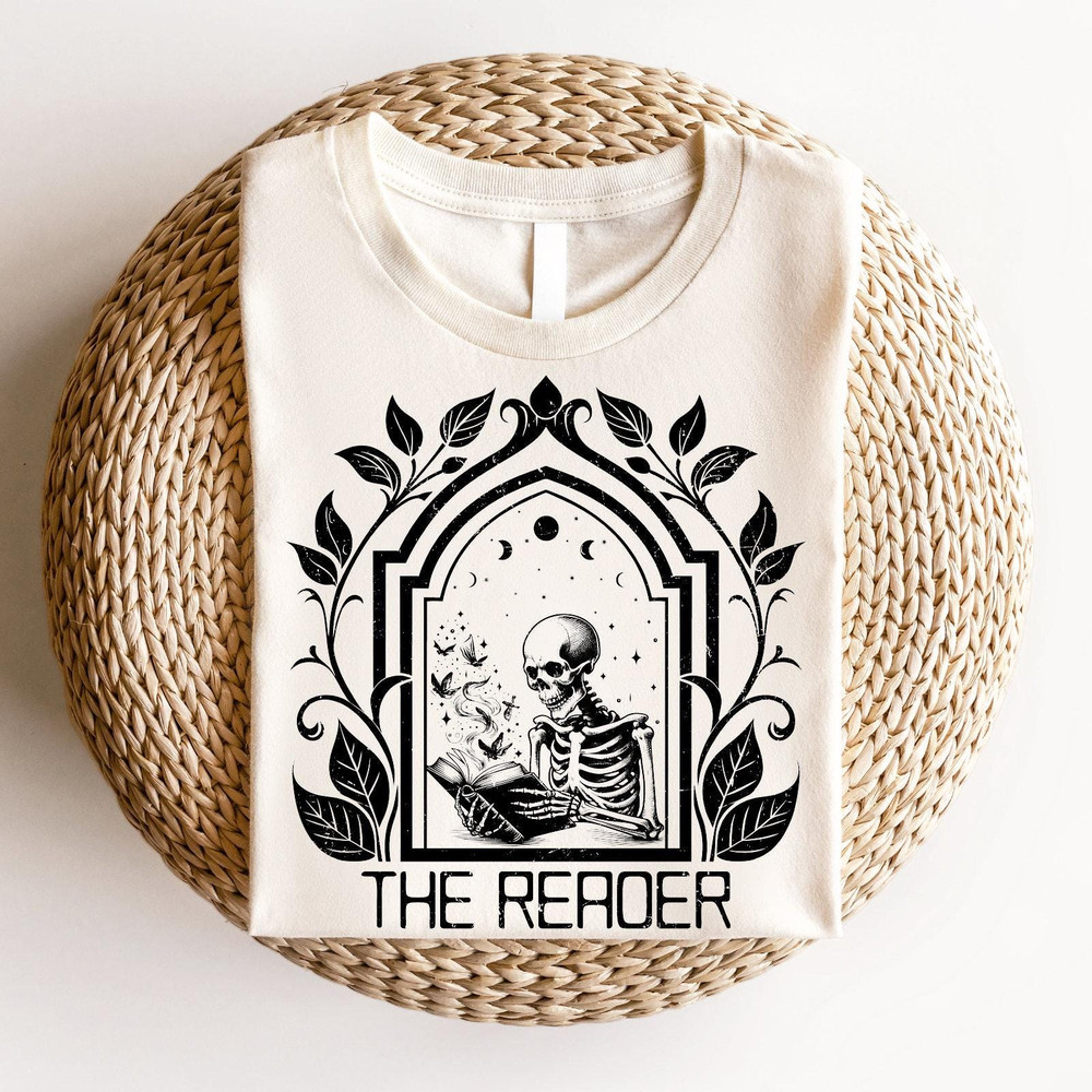 Cute Skeleton Halloween Shirt, The Reader, Books Halloween Shirt, Skull Halloween Shirt, Womens Halloween Shirt, Witch Shirt, Spooky Season.jpg