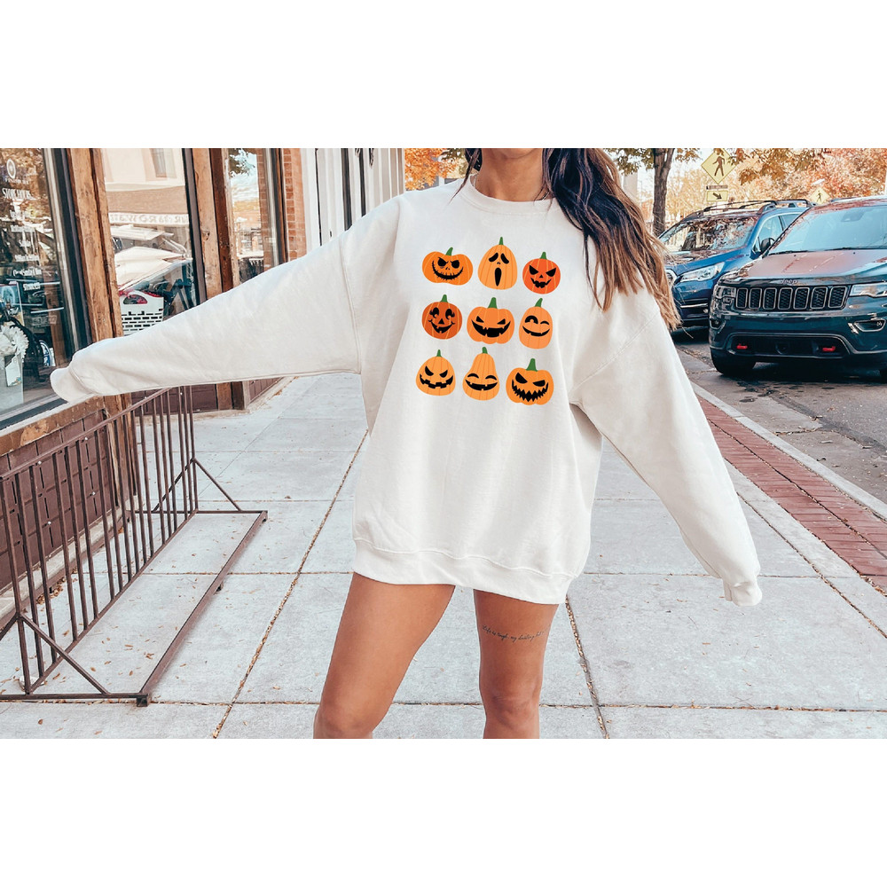 Pumpkin Faces Halloween Hoodie, Cute Womens Pumpkin Sweatshirt, Funny Halloween Shirt, Harvest Pumpkin Shirt, Fall Shirt, Pumpkin Patch.jpg