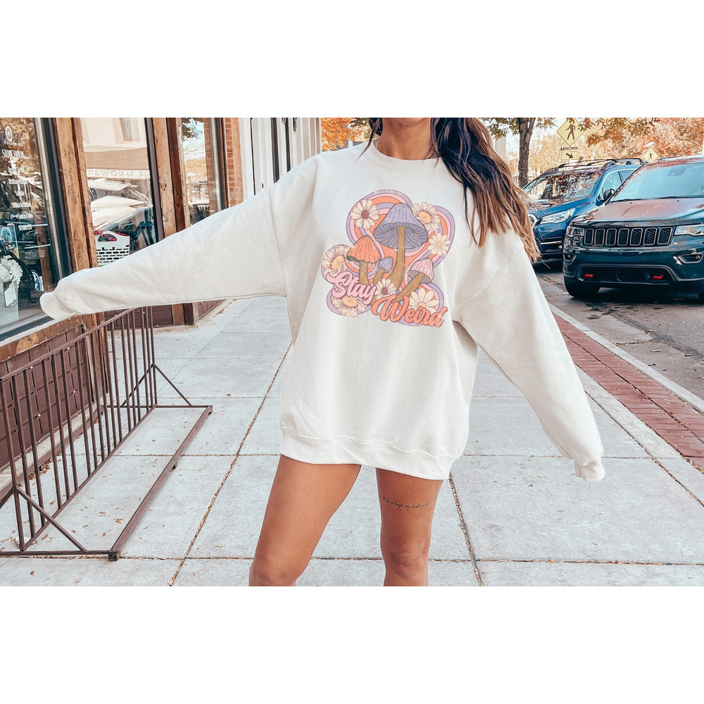 Retro Mushroom Sweatshirt, Cottagecore Mushroom, Cute Halloween Shirt, Womens Halloween Shirt, Fall Graphic Tee, Aesthetic Mushroom Shirt.jpg