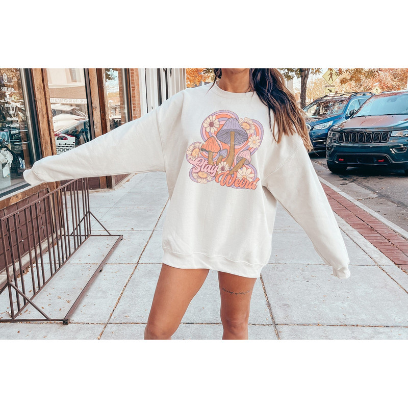 Retro Mushroom Sweatshirt, Cottagecore Mushroom, Cute Halloween Shirt, Womens Halloween Shirt, Fall Graphic Tee, Aesthetic Mushroom Shirt.jpg