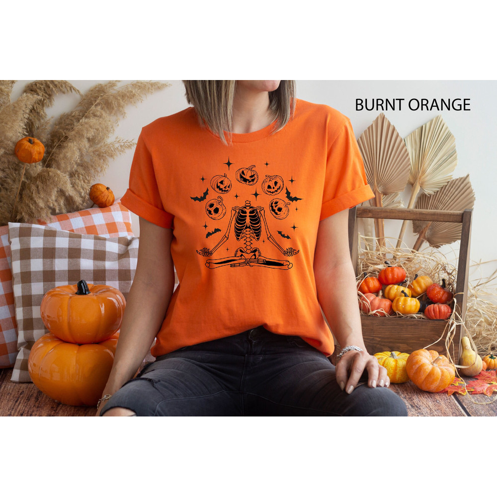 Halloween Skeleton Shirt, Pumpkin Skeleton Shirt, Pumpkin Shirt, Pumpkin Halloween T-Shirt, Fall Shirt for Women, Halloween Gift for Woman.jpg
