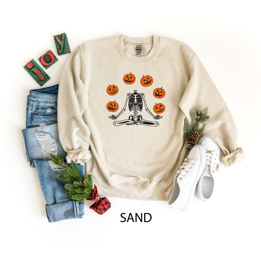 Pumpkin Halloween Sweatshirt, Skeleton Halloween Shirt, Pumpkin Shirt, Fall Sweatshirt for Women, Dancing Skeleton Sweatshirt, Pumpkin Tee.jpg