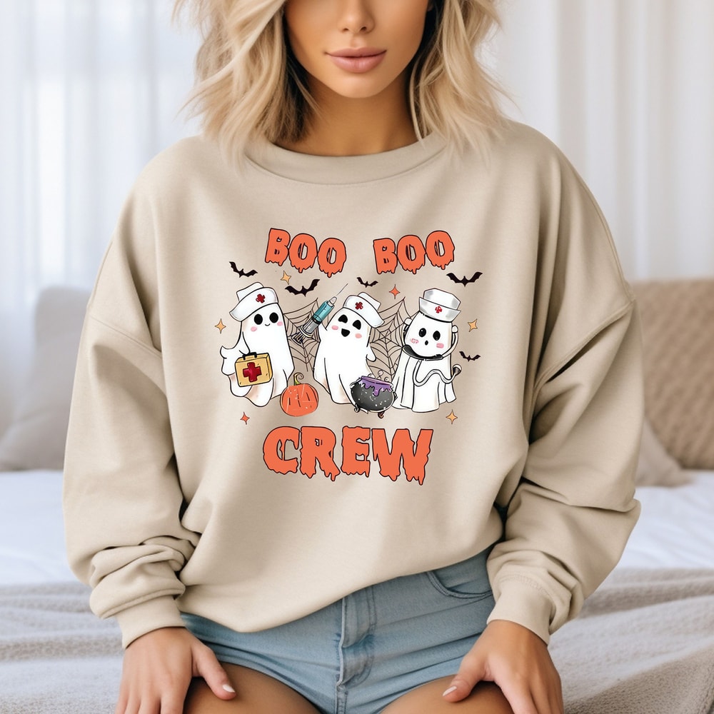 Boo Boo Crew Sweatshirt Gift for Nurse, Halloween Nurse Sweatshirt, Spooky Tee, Halloween Sweatshirt, Nurse Sweatshirt, Scary Vibes Outfit.jpg