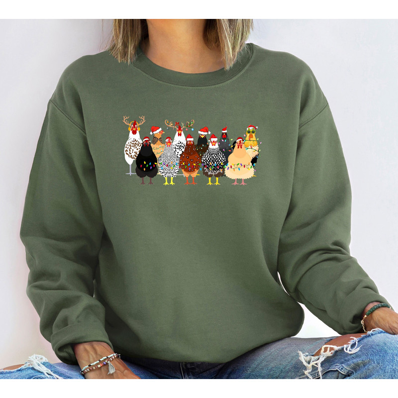 Christmas Farm Animal Sweatshirt, Christmas Chickens Sweatshirt, Chickens Lover Sweater, Funny Holiday Sweater, Christmas Chickens Gift.jpg