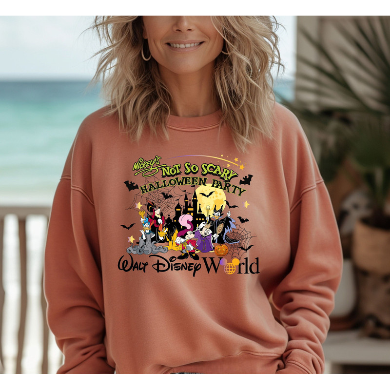 Comfort Colors® Mickey And Friends Halloween Party Sweatshirt, Mickey's Not So Scary Halloween Party Sweatshirt, Disney Halloween Sweatshirt.jpg