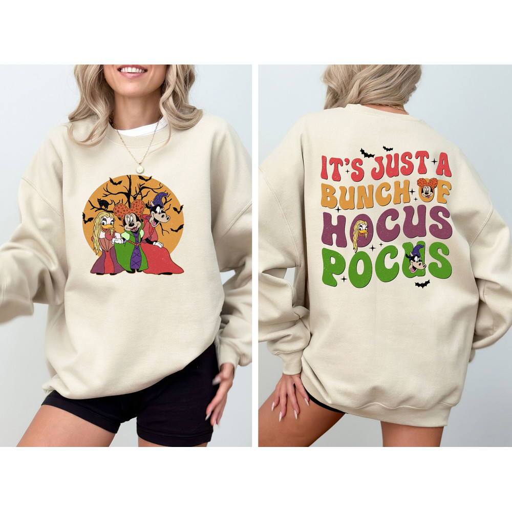 It's Just A Bunch Of Hocus Pocus Sweatshirt, Halloween Sweatshirt, Mickey And Friends Halloween Sweatshirt, Disney Halloween Sweatshirt.jpg