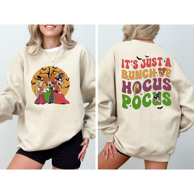 It's Just A Bunch Of Hocus Pocus Sweatshirt, Halloween Sweatshirt, Mickey And Friends Halloween Sweatshirt, Disney Halloween Sweatshirt.jpg