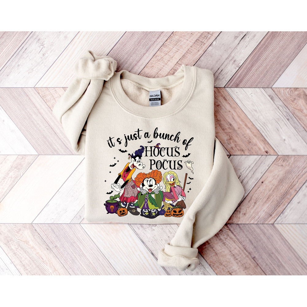 It's Just A Bunch Of Hocus Pocus Sweatshirt, Mickey And Friends Halloween Sweater, Disney Halloween Sweater, Minnie Halloween Hoodie.jpg
