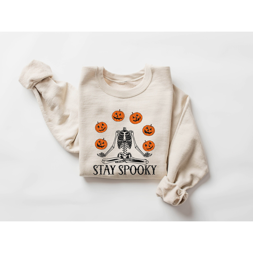 Pumpkin Halloween Sweatshirt, Skeleton Halloween Shirt, Pumpkin Shirt, Fall Sweatshirt for Women,Halloween gift for woman.jpg