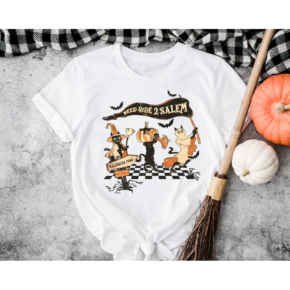 Need Ride To Salem Shirt, Halloween Ghost Shirt, Funny Halloween Sweatshirt, Hitchhiking Ghost, Salem Witch Shirt, Spooky Season Shirt.jpg
