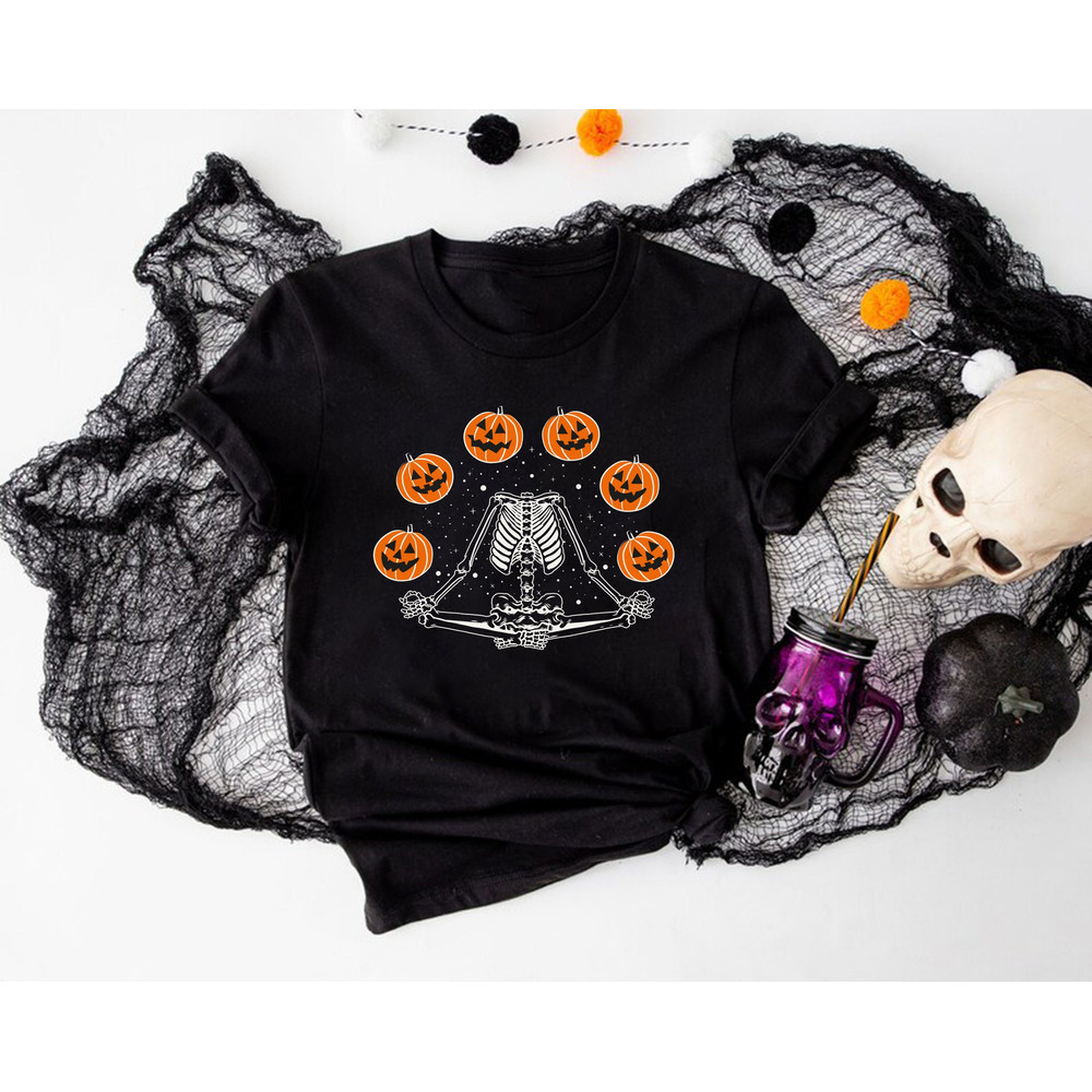 Pumpkin Halloween Shirt, Skeleton Halloween Shirt, Dancing Skeleton Shirt, Spooky Season Skeleton T-shirt, Spooky Vibes Pumpkin T-shirt.jpg