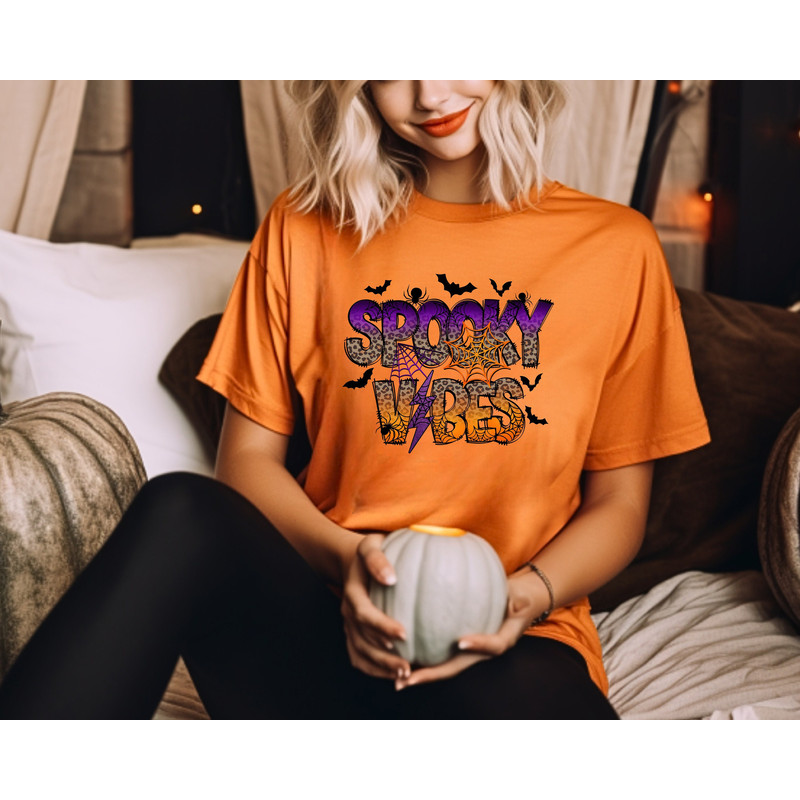 Spooky Vibes Sweatshirt, Halloween Sweatshirt, Leopard Spooky Season Hoodie, Halloween Party Hoodie, Fall Sweatshirt, Halloween Costume.jpg