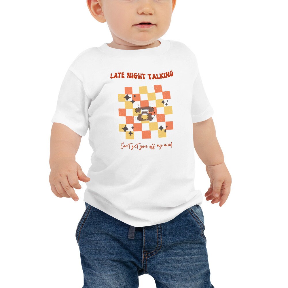 Late night talking baby tshirt, harrys house baby shirt, retro style baby tee.png