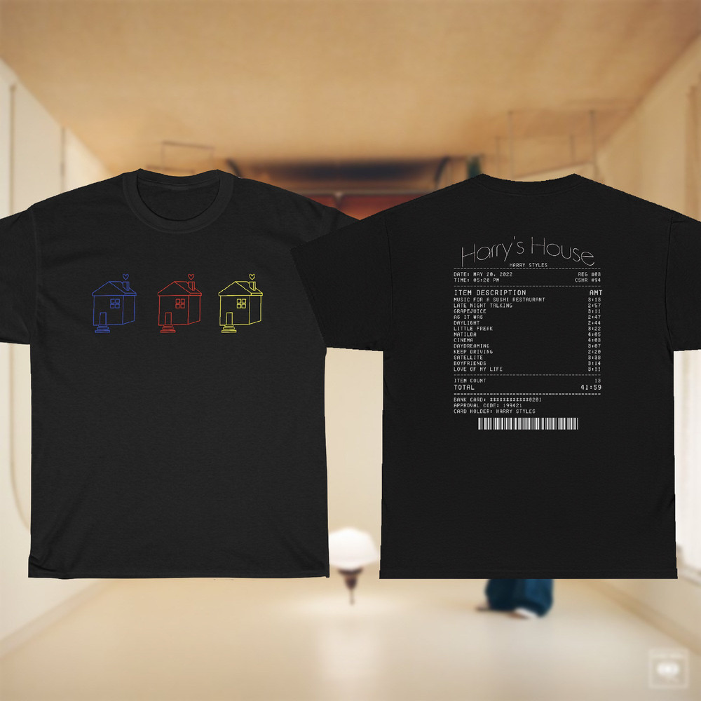 Multicolor House with Album Receipt Harry Inspired T-Shirt.png