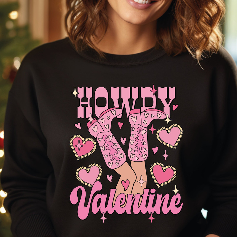 Howdy Valentine Sweatshirt, Cowgirl Valentines Sweater, Cowgirl Hoodie, Howdy Valentine Horse Sweatshirt, SA556.jpg