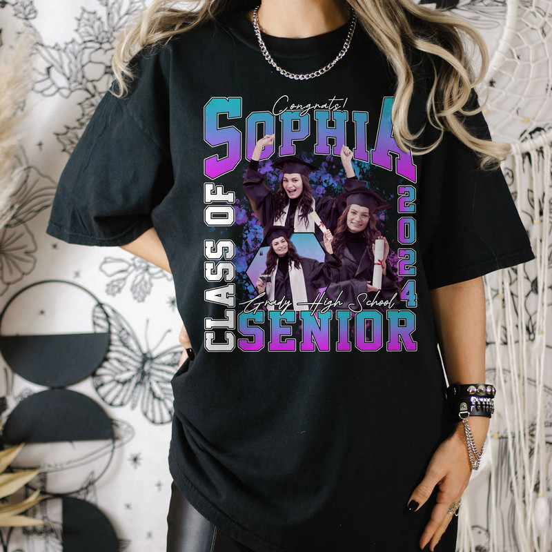 Klasse von Senior 2024 Bootleg Shirt, benutzerdefinierte Foto-Klasse von Senior Shirt, personalisierte Abschluss 2024 Shirt, Abschluss benutzerdefinierte Shirt.