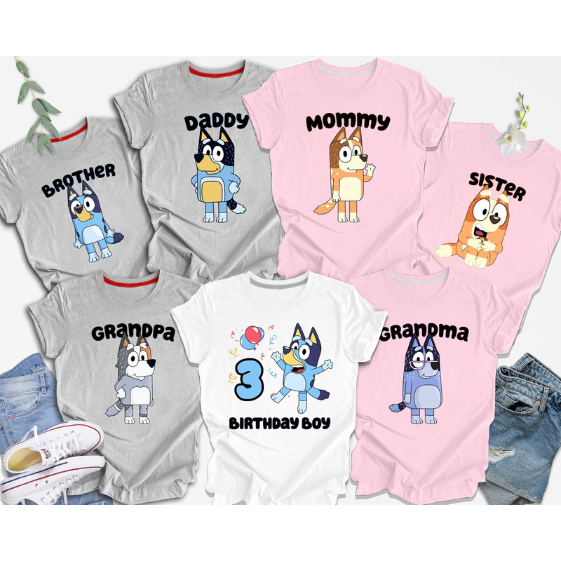 Bluey Birthday Shirt, Custom Birthday Tee, Custom Bluey Tee, Bingo Birthday Tee, Sisters Birthday Tee, Birthday Girls.jpg