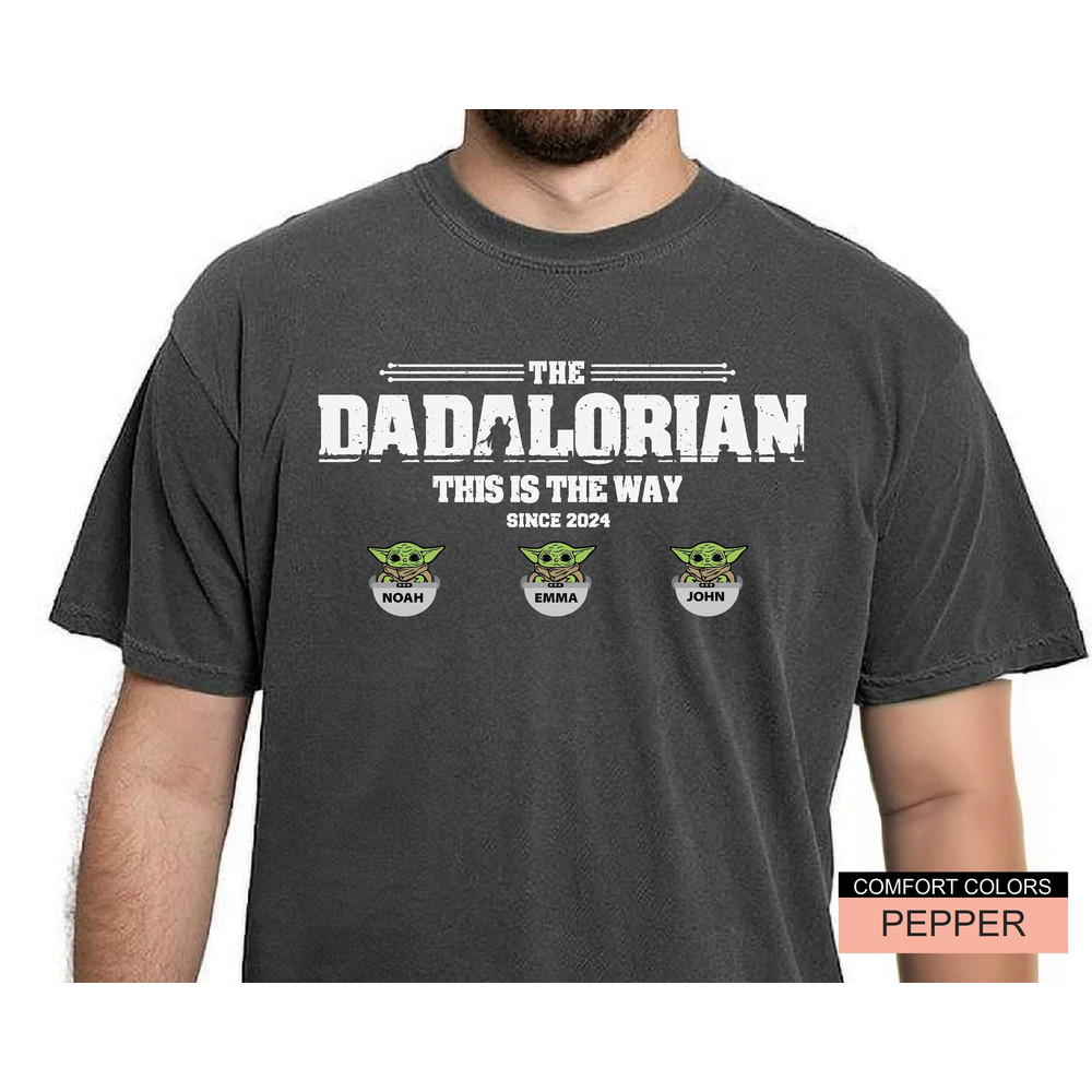 Comfort Colors Fathers Day Shirt, Fathers Day Gift From Wife, Custom Dadalorian Shirt With Children Names.jpg