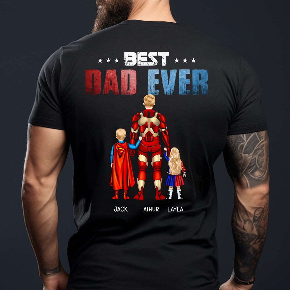 Custom Best Dad Ever Hand With Kid Name Shirt, Fathers Day Gift, Gift For Grandpa, Father And Children, First Father Day.jpg