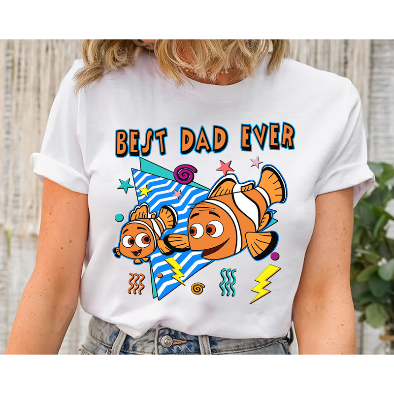 Disney Finding Nemo Best Dad Ever Marlin & Nemo Retro 90s T-shirt, Fathers Day Dad and Son Matching Tee, Disneylad.jpg