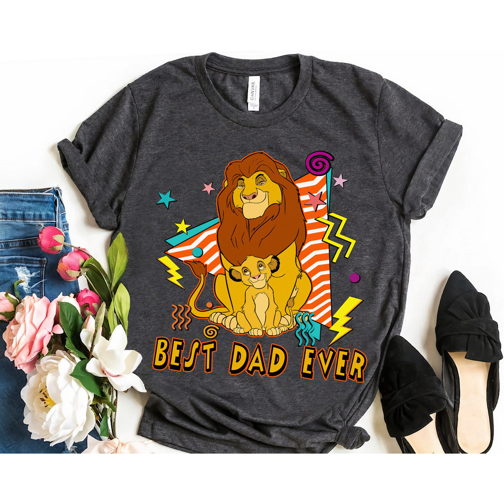 Disney Lion King Best Dad Ever Mufasa and Simba Retro 90s T-shirt, Fathers Day Gift Ideas, Dad and Son Matching Tee.jpg