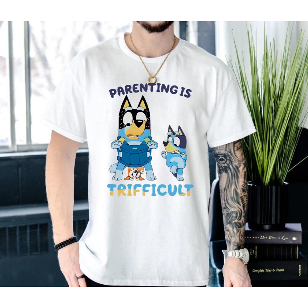 Funny Dad Bluey Daddy Trifficult Unisex Vintage Shirt, Bluey Best Dad Ever Tshirt, Bluey Dad Retro Tee, Cool Dad Tshirt.jpg