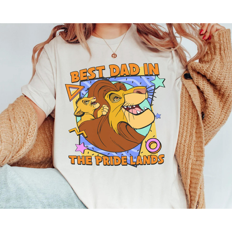 Retro 90s Disney Lion King Simba & Mufasa Best Dad In The Pride Lands T-shirt, Fathers Day Gift Ideas, Dad and Son Shirt.jpg