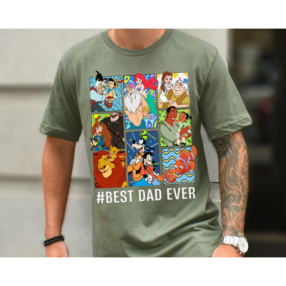 Retro Disney Characters Best Dad Ever Comfort Colors Shirt, Disney Fathers Day T-shirt, Gift For Daddy Papa, Dad Shirt.jpg