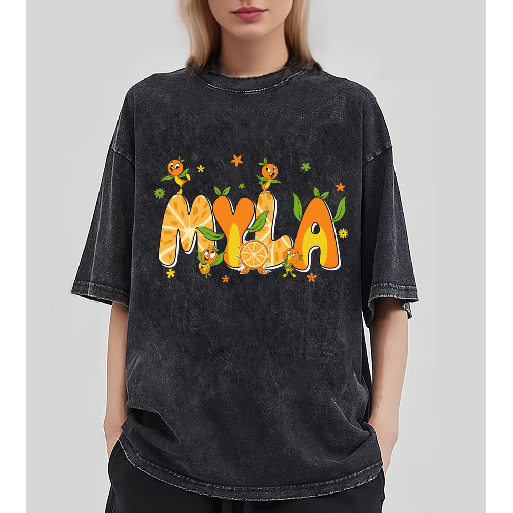 Custom Name Disney Orange Bird Comfort Colors Shirt, Personalized.jpg