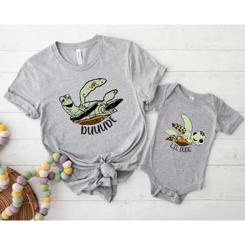 Duuude and Lil Dude Shirt, Turtle Daddy Shirt, Dad and Kid Matching Shirt, Fathers Day Shirt, Daddy Gift, New Dad Shirt.jpg
