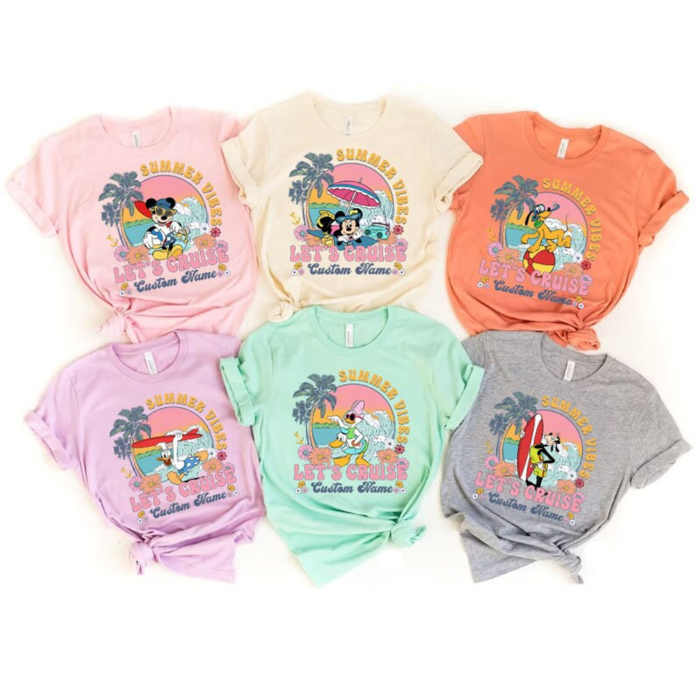 Personalized Mickey and Friends Summer Vibes Disney Cruise Shirt, Retr.jpg