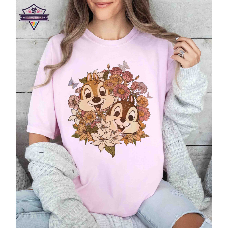 Vintage Chip and Dale floral Shirt, Floral Chip And Dale Shirt, Disney.jpg