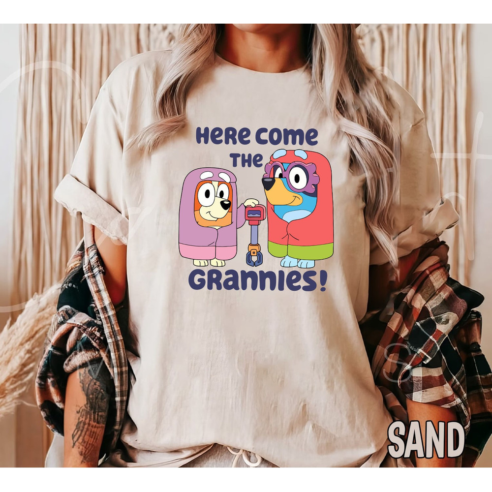 Bluye Here Come The Grannies T-shirt, Bluye And Bingo Shirt, Bluye Bir.jpg