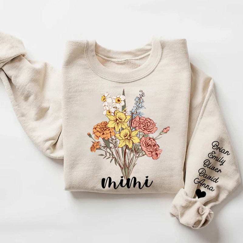 Custom Birth Month Flower Bouquet Sweatshirt, Personalized Gift For Mo.jpg