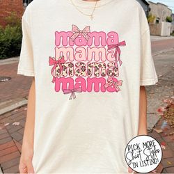 pink mama coquette bow shirt, mothers day shirt, mama shirt, mama bow shirt, coquette mama shirt, mom life shirt