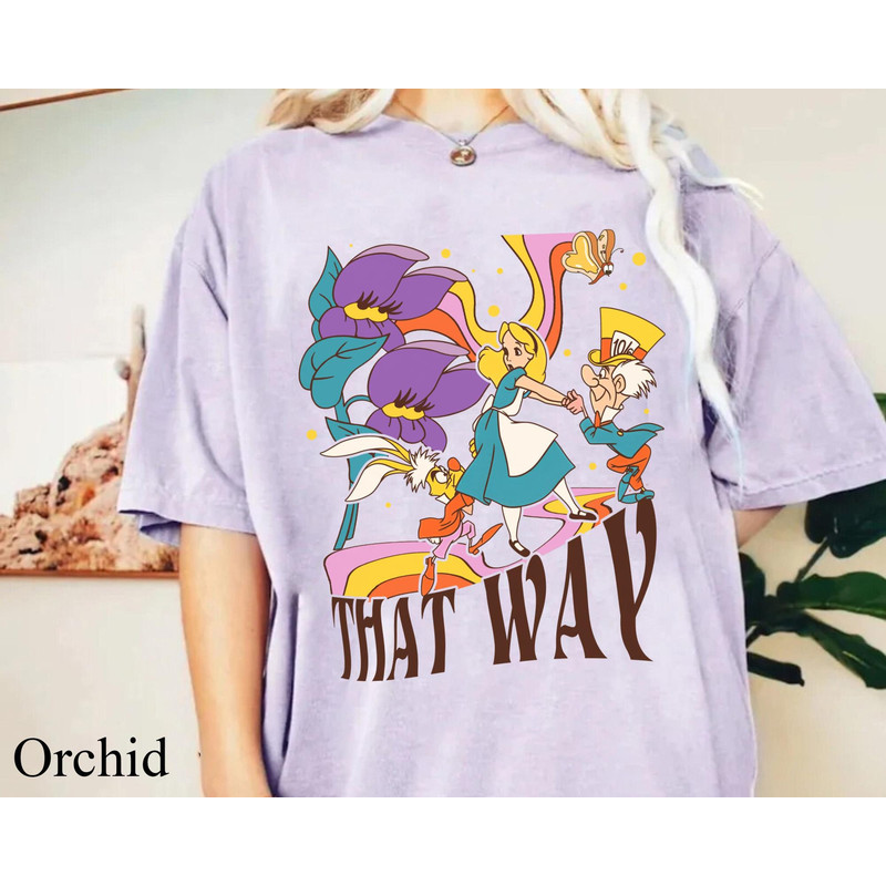 Retro Alice Mad Hatter Rabbit Pansies Talking Flower Comfort Colors Tees.jpg