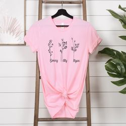 custom birth month flower shirt, plant mom shirt, custom name shirt, m