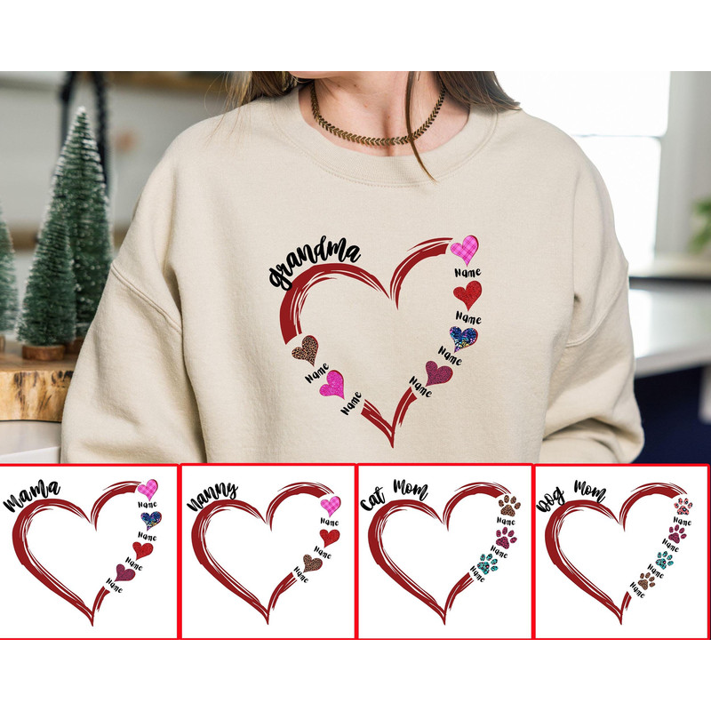 Custom Grandma Sweatshirt, Grandma Heart Sweater, Custom Mama Sweatshirt.jpg