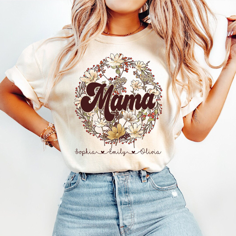 Custom Mama With Kids Names Tshirt, Custom Mama Floral Shirt, Mothers Day Gift For Mom, Gift For Mom, Custom Mom Shirt.jpg