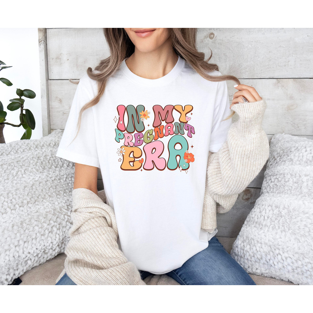 In My Pregnant Era Shirt, New Pregnancy Reveal Shirt, Pregnant Women S.jpg