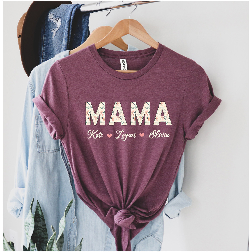 Mama Floral Shirt, Personalized Mom Shirt With Kids Names, Mothers Day.jpg