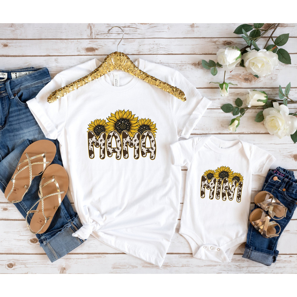 Mama Mini Sunflowers T-Shirt, Mama Mini Flowers Tee, New Mom Tee, Leopard Design Tee, Happy Mothers Day Shirt.jpg