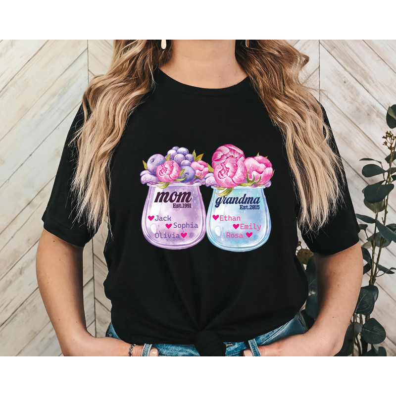 Mom Est Grandma Est Shirt, Custom Grandma Shirt, Floral Mom Grandma Te.jpg