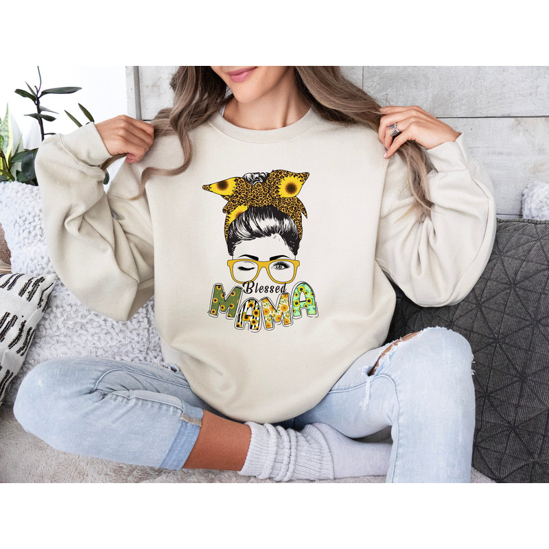 Blessed Mama Sweatshirt, Sunflower Mom Sweat, Mom Life Hoodie, Mommy S.jpg