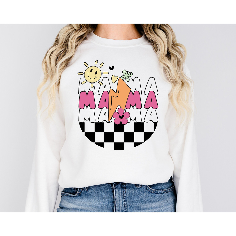 Checkered Mama Sweatshirt, Checkered Mama Hoodie, Mama Sweatshirt, Mam.jpg